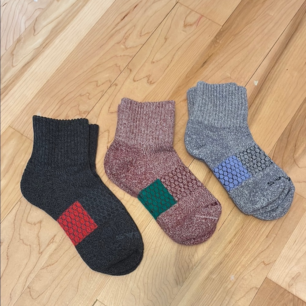 Bombas Multicolor Ankle Socks Set of Three - New